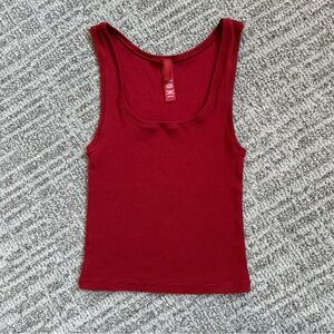 Skims Ribbed Red Tank Top